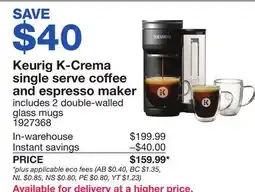 Costco Keurig K-Crema single serve coffee and espresso maker offer
