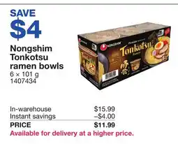Costco Nongshim Tonkotsu ramen bowls offer