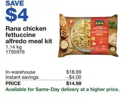 Costco Rana chicken fettuccine alfredo meal kit offer