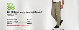 Costco BC Clothing men's convertible pant offer