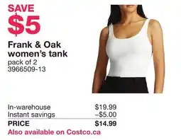 Costco Frank & Oak women's tank pack of 2 offer