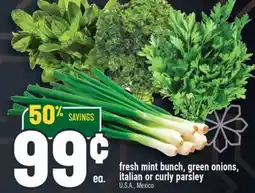 Marché Adonis fresh mint bunch, green onions, italian or curly parsley offer