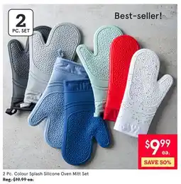 Kitchen Stuff Plus 2 Pc. Colour Splash Silicone Oven Mitt Set offer