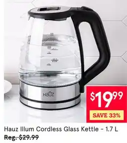 Kitchen Stuff Plus Hauz Illum Cordless Glass Kettle offer