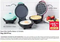 Kitchen Stuff Plus Dash Mini Waffle Maker & Griddle offer