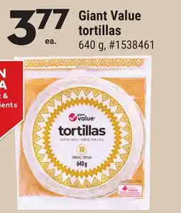 Giant Tiger Giant Value tortillas offer