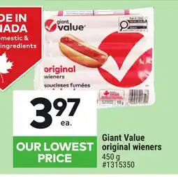 Giant Tiger Giant Value Original Wieners offer