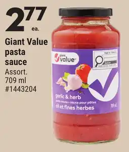 Giant Tiger Giant Value pasta sauce offer