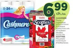 Proxim CASHMERE Bathroom tissue 8 triple rolls 12 doubles double rolls, SCOTTIES Facial tissues 9 boxes offer