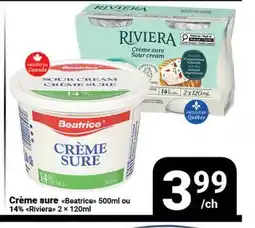 Pasquier Crème sure Beatrice 500ml ou 14% Riviera offer