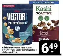 Pasquier Céréales GoActive + Bio Kashi 349g/510g ou Vector Granola protéines Kellogg's offer