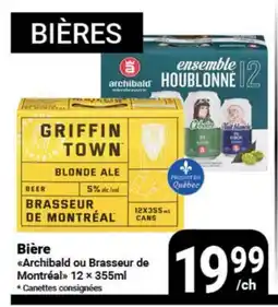 Pasquier Bière Archibald ou Brasseur de Montréal offer