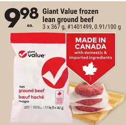 Giant Tiger Giant Value frozen lean ground beef offer