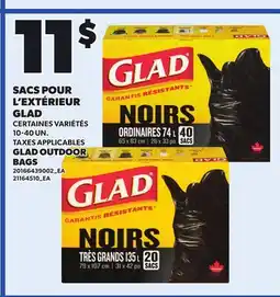 Provigo GLAD OUTDOOR BAGS, 10-40 UN offer