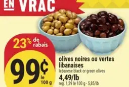 Marché Adonis OLIVES NOIRES OU VERTES LIBANAISES | LEBANESE BLACK OR GREEN OLIVES offer