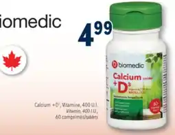 Familiprix BIOMEDIC, Calcium +D3, Vitamin, 400 I.U., 60 tablets offer