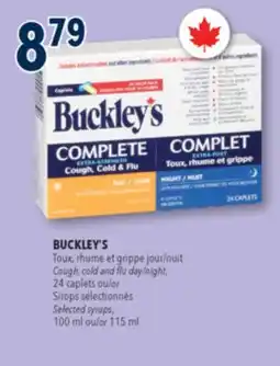 Familiprix BUCKLEY'S, Cough, cold and flu day/night, 24 caplets or …Selected syrups, 100 ml or 115 ml … offer