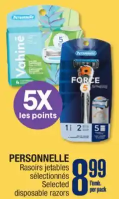 Jean Coutu PERSONNELLE Selected disposable razors offer