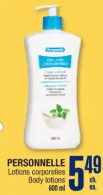 Jean Coutu PERSONNELLE Body lotions offer