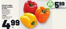 Metro POIVRONS ROUGES, ORANGE OU JAUNES DE SERRE | HOTHOUSE RED, ORANGE OR YELLOW PEPPERS offer