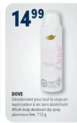 Familiprix DOVE, Whole-body deodorant dry spray aluminium-free, 113g offer