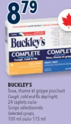Familiprix BUCKLEY'S, Cough, cold and flu day/night, 24 caplets or Selected syrups, 100 ml ou/or 115 ml … offer