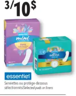 Familiprix ESSENTIEL, Selected pads or liners offer