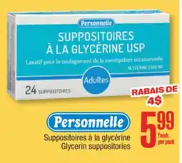 Jean Coutu PERSONNELLE Glycerin suppositories offer