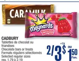 Jean Coutu CADBURY Chocolate bars treats Selected regular sizes offer