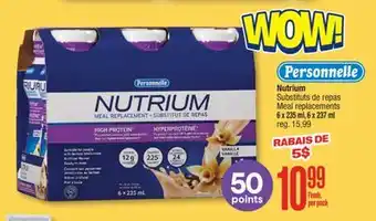 Jean Coutu PERSONNELLE Nutrium Meal replacements offer