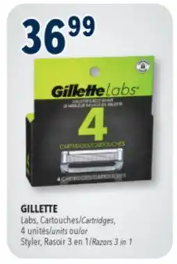 Familiprix GILLETTE, Labs, Cartridges, 4 units or Styler, Razors 3 in 1 offer