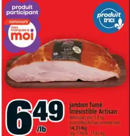 Super C JAMBON FUMÉ IRRÉSISTIBLE ARTISAN | IRRÉSISTIBLE ARTISAN SMOKED HAM offer