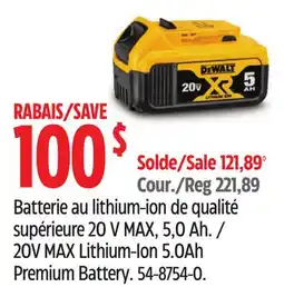 Canadian Tire 20V MAX Lithium-Ion 5.0Ah Premium Battery offer