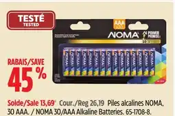 Canadian Tire NOMA 30/AAA Alkaline Batteries offer