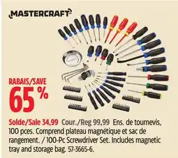 Canadian Tire 100-Pc Screwdriver Set. Includes magnetic tray and storage bag offer