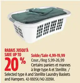 Canadian Tire Selected type A and Sterilite Laundry Baskets and Hampers offer