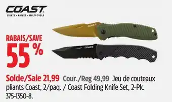 Canadian Tire Coast Folding Knife Set, 2-Pk offer