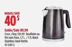Canadian Tire Paderno 1.7L Black Stainless-Steel Kettle offer