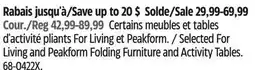 Canadian Tire Living and Peakform Folding Furniture and Activity Tables offer