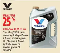 Canadian Tire Valvoline Restore & Protect Synthetic Motor Oil offer