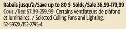 Canadian Tire Selected Ceiling Fans and Lighting offer