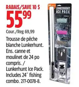 Canadian Tire Lunkerhunt Ice Pack. Includes 24˝ fishing combo offer