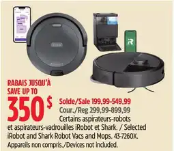 Canadian Tire Selected iRobot and Shark Robot Vacs and Mops offer