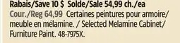 Canadian Tire Selected Melamine Cabinet/ Furniture Paint offer