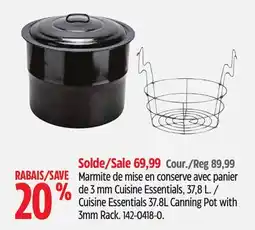 Canadian Tire Cuisine Essentials 37.8L Canning Pot with 3mm Rack offer