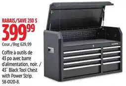Canadian Tire 43˝ Black Tool Chest with Power Strip offer