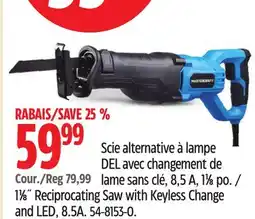 Canadian Tire Mastercraft 11⁄8˝ Reciprocating Saw with Keyless Change and LED, 8.5A offer