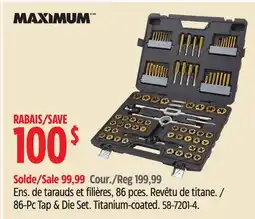 Canadian Tire 86-Pc Tap & Die Set. Titanium-coated Maximum offer
