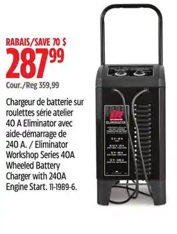 Canadian Tire Eliminator Workshop Series 40A Wheeled Battery Charger with 240A Engine Start offer