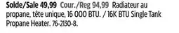 Canadian Tire 16K BTU Single Tank Propane Heater offer